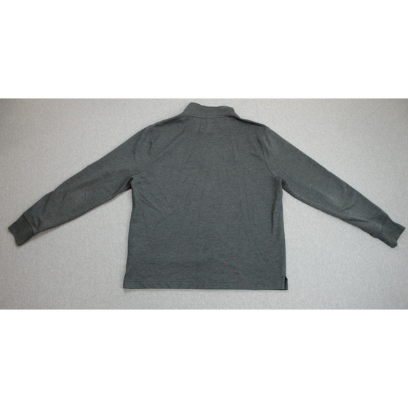 J Crew Sweater Mens M Gray Authentic Fleece Mock Neck 1/4 Button Pullover - Picture 2 of 6